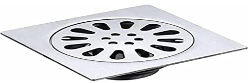 NC Desagüe de Piso Bañera Cubierta de Desagüe de Residuos de Acero Inoxidable Extraíble para Baño Ducha Cuarto de Baño Inodoro Cuadrado Lavandería Tamiz de Jardín Inoxidable, Antiolor