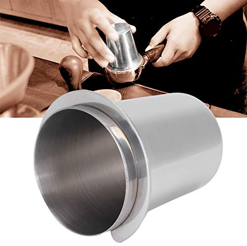 Kaffee Dosierbecher, Kaffee Siebträger Dosierbecher, 51mm Edelstahl Kaffeemaschine Griff Dosierbecher Becher Kaffeepulver Feeder Teil Küche DIY-Werkzeuge (Silber, 51mm)
