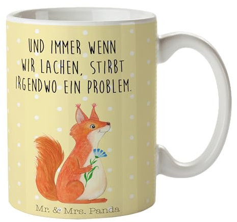 Mr. & Mrs. Panda Tasse Eichhörnchen Blume - Geschenk, lustige Sprüche, Motivation Sprüche, Kaffeetasse, Porzellantasse, Tiermotive, Keramiktasse,