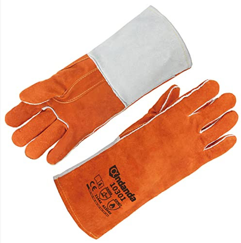 ANDANDA Schweißhandschuhe, Grillhandschuhe, Hitzebeständig und verschleißfest -Kaminhandschuhe Feuerfest für Schweißer/Kamin/BBQ/Gartenarbeit/Grillen/Küche/Backofen/Mikrowellenherd ,1 Paar