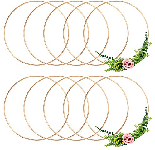 Anvin Metallringe zum Basteln 10cm Gold, Deko ringe zum Aufhängen, Drahtringe zum Basteln, Bastelringe Metall für Wickeltechnik, Traumfänger, Floristik, Hochzeitskranz, Hoops(10cm Roségold 10 Stück)