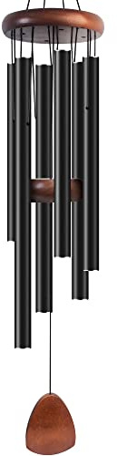 Bursvik Large Aluminium Wind Chimes 37 to Create a Zen Atmosphere Suitable for Outdoor, Garden, Patio Decoration. Classic Black Wind Chime with Wind Catcher Suitable as A Gift for Mom Neighbor Unisex