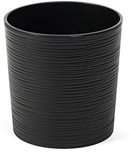 Tymar Blumentopf mit Einsatz, Blumenkübel aus Kunststoff, Übertopf, Pflanzkübel, Gross, Runde Form, Meißel-Optik, Innen- und Außenbereich, Garten, Balkon, Terrasse, Haus MADL001 (Schwarz, ø 25cm)
