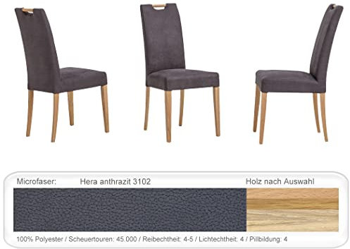 6X eleganter Polsterstuhl Silvana hochwertiger Stuhl Esszimmerstuhl Massivholzstuhl Küchenstuhl Verschiedene Varianten, Holzart:Eiche Sonoma lackiert, Bezugstoff:Hera anthrazit