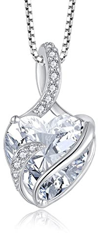 FJ Unendlichkeit April Geburtsstein Kette Damen 925 Sterling Silber Herz Geburtsstein Schmuck Geschenke für Damen Frauen Mutter Freundin Mama