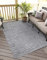 carpet city In-& Outdoor Teppich - 120x170 cm - für Innen-& Außenbereich - Wetterfest Balkon-Teppich, Terrasse, Flur, Küche - Wohnzimmer-Teppiche - Hochtief/ 3D-Effekt - Streifen-Muster in Anthrazit