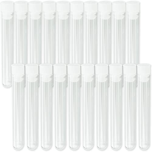 Plastic Test Tubes,Pack of 60 Plastic Sample Test Tubes Gift Tubes with Caps, 12 * 75mm, Transparent Plastic Test Tubes With Lids