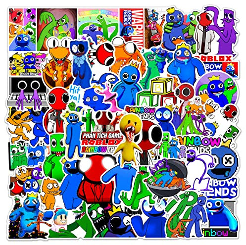 Rainbow Friends Stickers Regenbogen Freunde Aufkleber 50 Stück Coole Spiele Aufkleber für Laptop, Fahrrad, Gitarre, Gepäck, Telefon, Computer, Skateboard