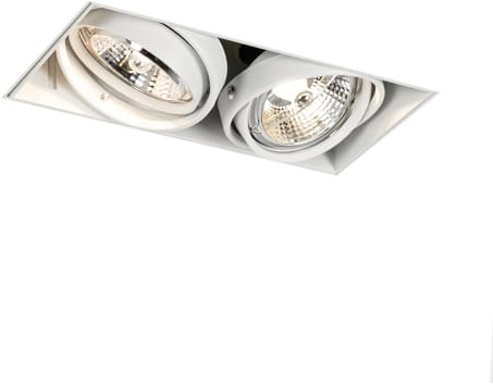 Qazqa Einbaustrahler, Einbauleuchte - Oneon Trimless 70 - Weiß, max. 50W, Geeignet für LED, 21.7cm, Rechteckig, 2-flammig, Ideal als Flur, Küche lampe und Schlafzimmerlampe