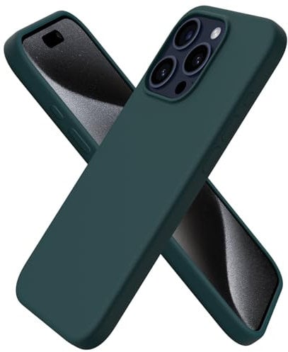 ORNARTO Compatible with iPhone 15 Pro Case 6.1, Slim Liquid Silicone 3 Layers Full Covered Soft Gel Rubber 15 Pro iPhone Case Cover 6.1 inch-Olive Green