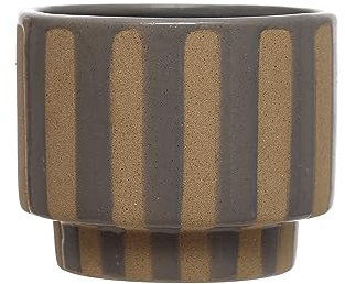 Bloomingville Runder Steingut-Pflanztopf mit Wachsstreifen, für 10,2 cm große Töpfe, 14 cm, lila und braun