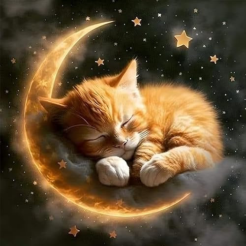 DOMROM Diamant Painting Bilder, Katze Diamant Painting Set für Erwachsene, Tier Diamant Painting Bilder Vollbohrer 5D DIY Malen nach Zahlen Diamant Anfänger für Gift Home Wall Decoration 30x30cm