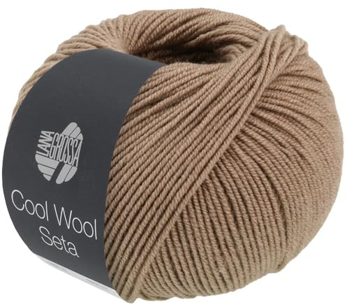 LANA GROSSA Cool Wool Seta | Cool Wool Klassiker mit Seidenanteil | Handstrickgarn aus 80% Schurwolle (Merino extrafein) & 20% Seide | 50g Wolle zum Stricken & Häkeln | 160m Garn FB 16