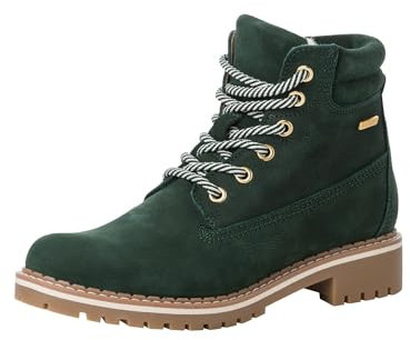 Tamaris Damen Warmfutter Stiefel Leder Blockabsatz Duo-Tex; GREEN, EU 39