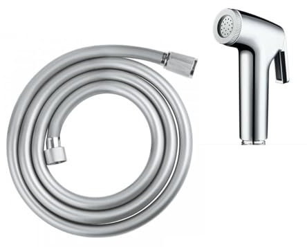 Bargain Handheld Shower Head Douche Toilet Bidet Spray Wash Jet Shattaf with PVC Rubber Leakproof Hose Kitchen Bathroom Accessories(PVC Hose 150cm 59 + Sprayer) (Minimalist)