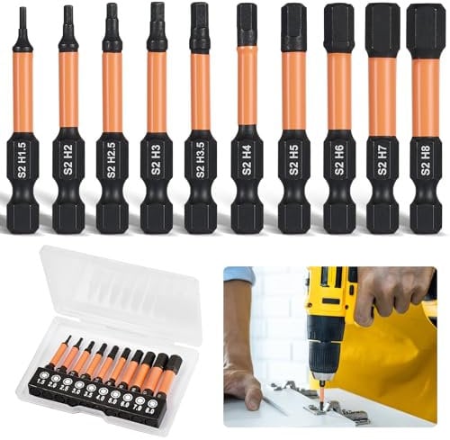 Bohoray 10 Pezzi Impulsi Impact Inserti per Avvitatore, Torsion Punte Avvitatore, Magnetiche Inserti Torx per Cacciavite in Acciaio, Trapano a Testa Esagonale, Chiave a Cricchetto