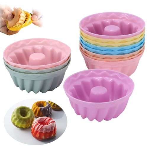 AIWMQYYF 12 Pezzi Stampi in Silicone per Dolci, Riutilizzabili, Pirottini per Muffin Carta, Teglia Muffin, Sei Colori