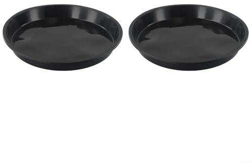 2 sottovasi neri per piante, 13,9-30 cm, sottovaso per vasi da fiori per interni ed esterni da giardino (17,8 cm)