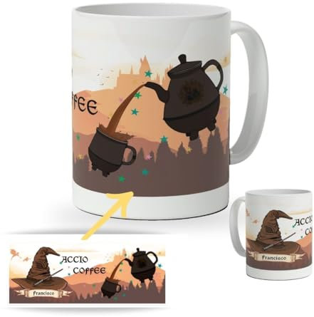 DEREGALOOS Taza Personalizada de magos. Tazas Frikis para Regalar. Regalos Originales para Amigos. Regalos personalizados amigos frikis. (Sombrero)