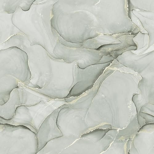 Muriva Elysian Marble Effect Pattern Subtle Neutral Colours Wallpaper for Living Room, Bedroom, Hallway – Decorative Luxury Wallpaper – Green/Gold 212513