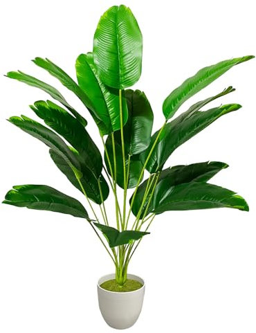Zelihrdu Piante Artificiali Interno Realistiche, Pianta Artificiale Albero da Esterno, Grandi Piante Finte con Vaso Decorazioni per Casa Ufficio Soggiorno Balcone (80cm Uccello del Paradiso Verde)