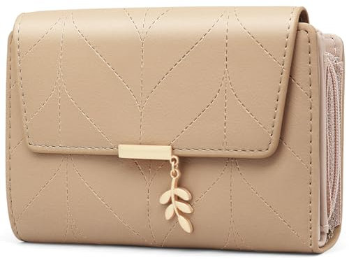 GOUNNU Portefeuille Femme Cuir Format Paysage Femmes Porte Monnaie RFID Blocage Haute Capacité Portefeuille pour Femmes avec Fermeture éclair,14 Emplacements de Carte (Camel)