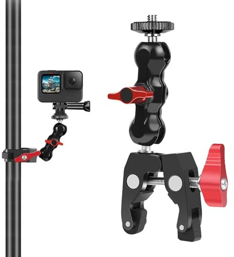 Kamera Feste Halterung, Kamerahalterung Feste Halterung Klemme, Kamera Super Klemme, Multifunktions Magic Arm Ball Mount, Kamera Klemmhalterung, Einfach zu bedienen, Tragbar für Mikrofone, LED Video