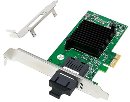 Jrpzcv Tarjeta de Red de Fibra Óptica Gigabit PCIe X1 82576-F1 Nic de Servidor Gigabit de Fibra SC de un Solo Puerto para Nic de Chipset 82580