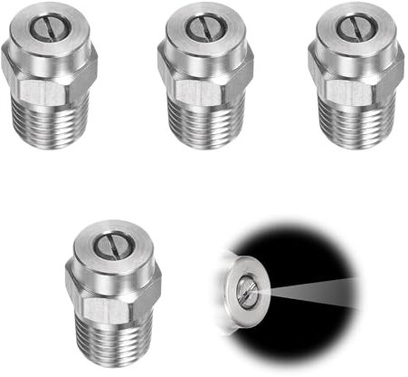 XCSJ 4 Pcs Ugelli per Idropulitrice Punta 1/4 Maschio Npt, 15 Gradi, Orifizio 1.236 mm,Ugelli Spruzzatori in Acciaio Inossidabile per Pistola Acqua, Scopa Acqua e Pulitore Carro