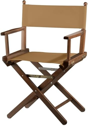 ZStyle Klappbarer Regiestuhl aus Holz, 90 cm hoch, 54 cm breit, 48 cm tief, schwarz (Gestell Mahagoni – Stoff Taupe)