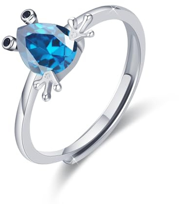 Frosch Ring für Damen,925 Sterling Silber Frosch Offene Verstellbarer Ringe Süßer Tier Schmuck Hypoallergene Fingerring Valentinstag Geschenke Valentinstag für Frauen Herren Mädchen