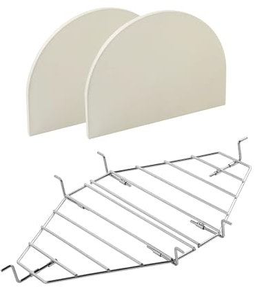 Grillflame Keramik Hitzeschutz Deflektoren Rack Ersatzteile für Primo Oval XL Grillteile G420 G400 Wärmereflektor Platten Deflektor Drip Pan Rack Pizza Stein Halter Kamado XL Oval Grill Zubehör