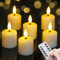Mavandes Kleine flackernde Teelichter LED-Kerzen mit Batterien und Fernbedienung 4cm x 6,5cm Elfenbein 2/4/6/8 Std. Timerfunktion batteriebetrieben Kunststoffkerzen langlebig Packung mit 6 Stück