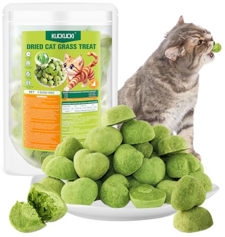 Cat Grass Teething Sticks, 100g Edible Freezed Drying Cat Grass Treats, Cats Snacks for Hairball Removal and Dental Care