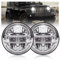 7'' LED-Scheinwerfer kompatibel for Lada Niva 4x4 H4 Fern-Abblendlicht runder Scheinwerfer Autos Lauflichter kompatibel for Jeep Wrangler JK Land Rover Defend(2pcs Silver)