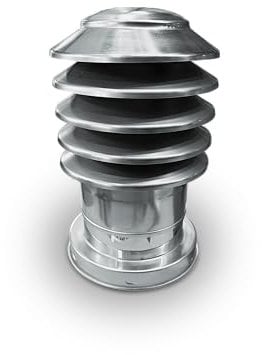 OSKAR Edelstahl-Lamellenaufsatz Schornstein-Abdeckung – Anti-Fallwind Kaminaufsatz (130–200 mm) mit Regen- & Windschutz - 180mm