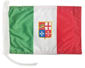 Bandiera per barca Italia Mercantile 20x30 cm Peso tessuto - Stampato resistente con maglia e passante bandiera nautica di 20x30 cm (Italia Mercantile)