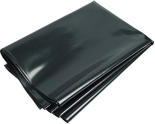 2m x 10m Black Plastic Polythene Sheeting - 100MU 0.25mm Thickness - Garden Grow Tunnel Polytunnel Cover - Weed Control - Damp Proof Membrane - Building Rubble Protection Waterproof Dust Sheet