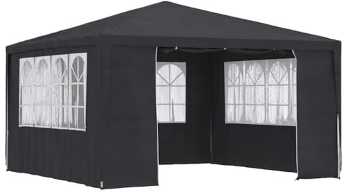 Myheimly Profi Partyzelt mit Seitenwänden UV-beständig Wasserbeständig Pavillon Festzelt Gartenpavillon Gartenzelt Garten Bierzelt Anthrazit,4 x 4 m