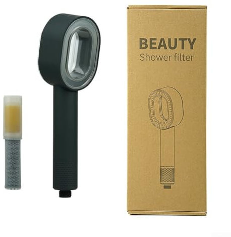 Cabezal de ducha, ABS aromaterapia de alta presión cabezal de ducha con filtros contra cal para conservar el agua (negro)