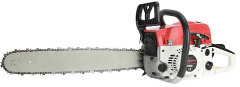 PERZOE Tronconneuse Thermique, 58cc 2,4 kW Tronçonneuse Thermique avec Lame 20 Pouces chaine Interrupteur de Sécuré Frein Chaine et Réservoir Huile Coupe Branches Bois Jardin Rouge