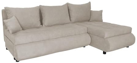 FORNIRO 24 NELA Ecksofa 199x143x80cm Wohnzimmer Couch Schlafsofa Modern | Mit Schlaffunktion & Bettkasten - L-Form - Kissen - Stoff Premium | ausziehbar Gäste bequem Stauraum Design hochwertig robust
