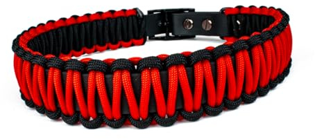 Hundehalsband Lori Tierluxe - Handgemacht, Paracord, Biothane (Schwarz Rot, XXXL Halsumfang 50-57 cm)