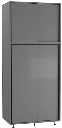 URBNLIVING 180cm 4 Sliding Doors Wardrobe Bedroom Storage Unit with Hanging Rail, Modern Engineered Wood Closet Cupboard, Freestanding Clothes Organizer, Customizable Two-Tone Design, Ample Space