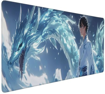 Large Gaming Mouse Pad 600x400mm Extended Mouse Mat XXL, Blue Dragon Mouse Mat Gaming, Improves Speed Precision, Big Mousepad with Non-Slip Rubber Base and Stitched Edge, for Home/Office/Gamer P10628