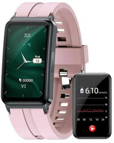 Non-invasive Test Smart Watch For Man Women, ECG+PPG+HRV Monitoring Smartwatch, 24-hour Blood Pressure Detection Bracelet, Heart Rate/Body Temperature Meter Fitness Tracker(Color:Pink)