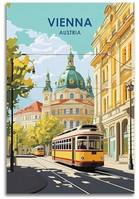 Reise Poster Vintage Österreich Wien Wandkunst Leinwand Ästhetik 60x90cm
