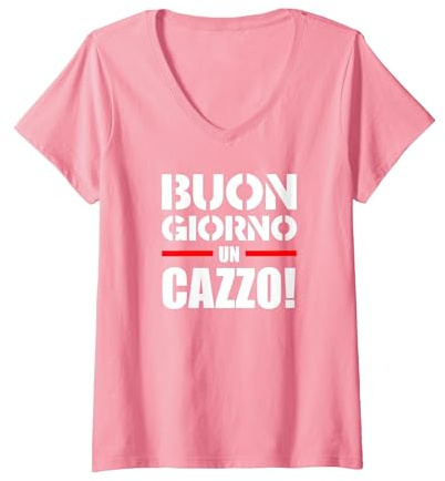 Femme Bon Jour Un Bouquet. T-Shirt avec Col en V, Rose, XXL