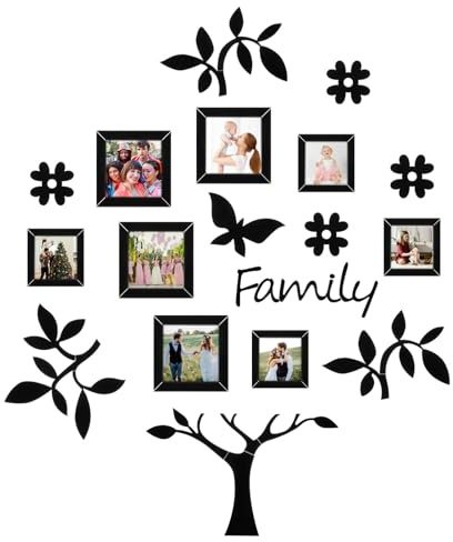 CHILDWEET Sticker Mural Arbre Cadre Photo 3d en Acrylique Noir, Facile à Appliquer sans Résidu, Décoration Murale Créative pour Home Decor