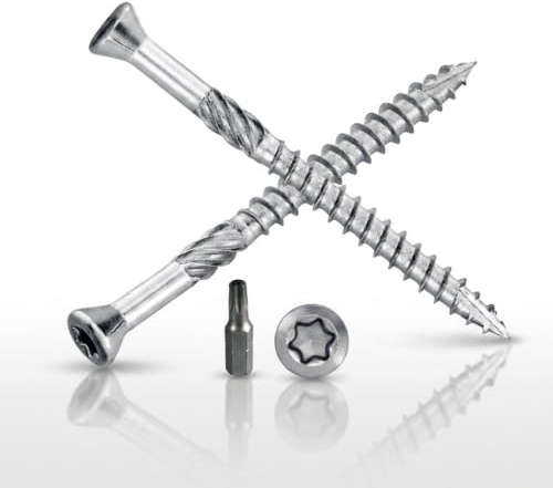 DECKLINE 200Vis de Terrasse Premium Inox A2 5x60mm Spécial Bois Extérieur 200 pcs - Embout Torx Inclus - Anti-corrosion